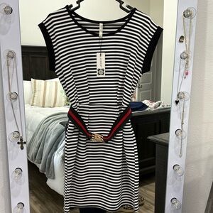 Black and white striped dress